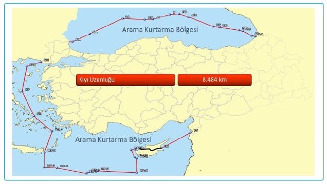 Sahil Güvenlik Komutanlığı yetki alanı.